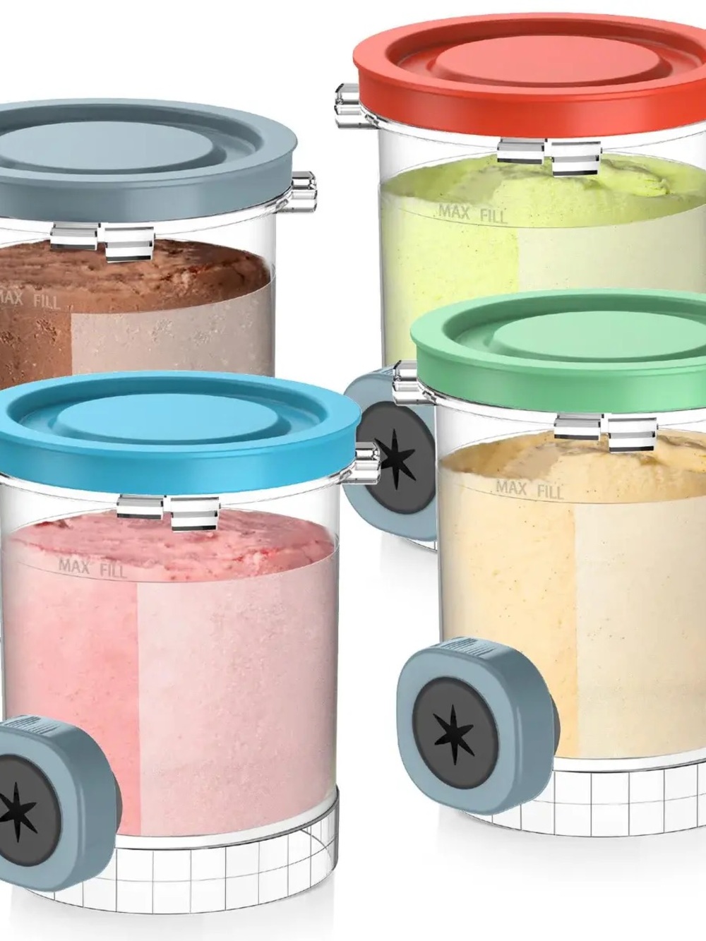 Ninja Multi-Color Airtight Ice Cream Canisters with Locking Lids